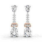 2.5 Carat Pear Shape Dangle Diamond Earrings 14K - Rose Gold