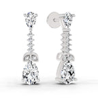 2.5 Carat Pear Shape Dangle Diamond Earrings 14K - White Gold