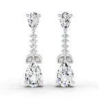 2.5 Carat Pear Shape Dangle Diamond Earrings 14K - White Gold