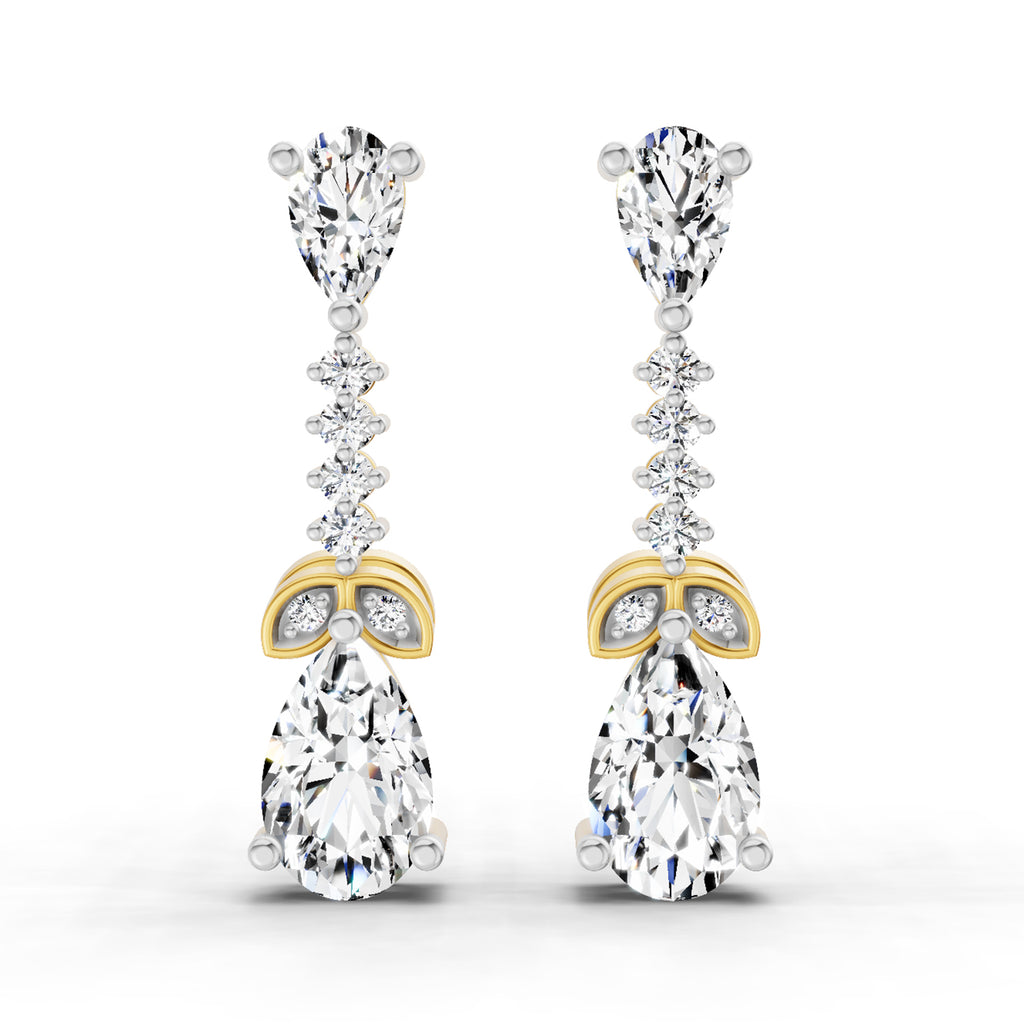 2.5 Carat Pear Shape Dangle Diamond Earrings 14K