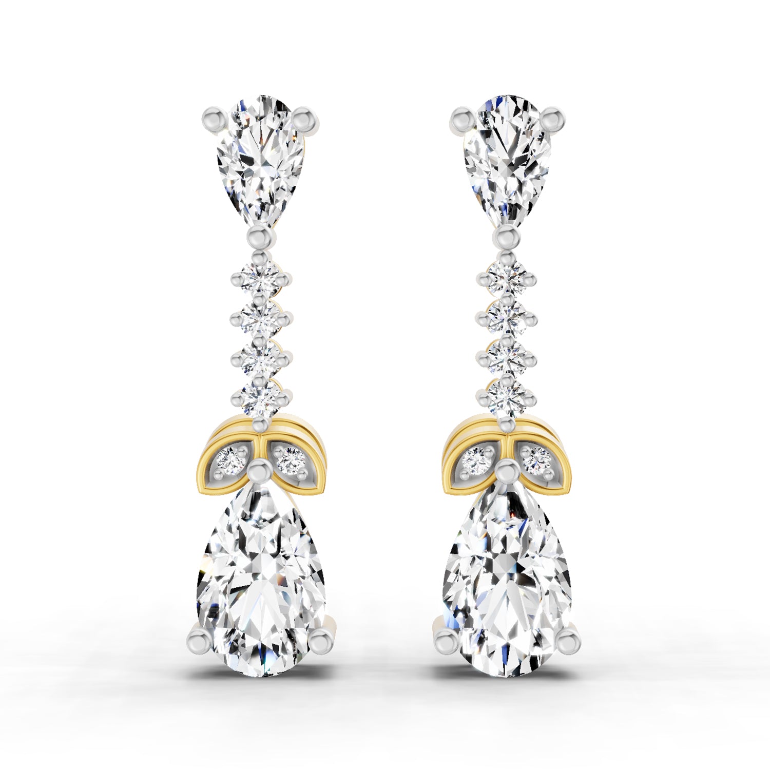 2.5 Carat Pear Shape Dangle Diamond Earrings 14K
