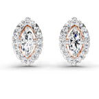 0.66 Carat Marquise Shape Halo Diamond Earrings 14K - Rose Gold