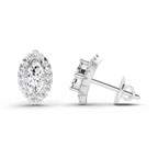 0.66 Carat Marquise Shape Halo Diamond Earrings 14K - White Gold