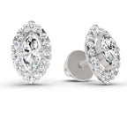0.66 Carat Marquise Shape Halo Diamond Earrings 14K - White Gold