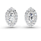 0.66 Carat Marquise Shape Halo Diamond Earrings 14K - White Gold