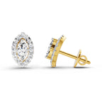 0.66 Carat Marquise Shape Halo Diamond Earrings 14K
