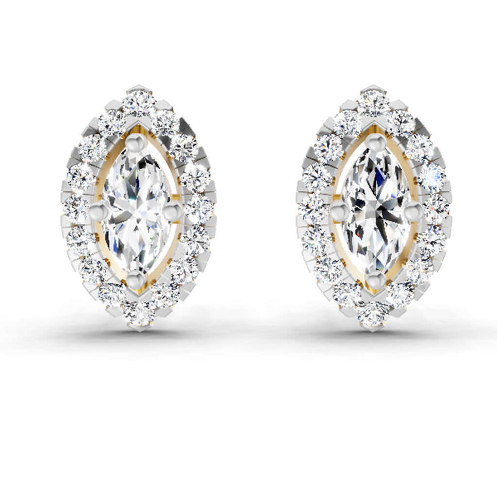 0.66 Carat Marquise Shape Halo Diamond Earrings 14K