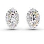 0.66 Carat Marquise Shape Halo Diamond Earrings 14K