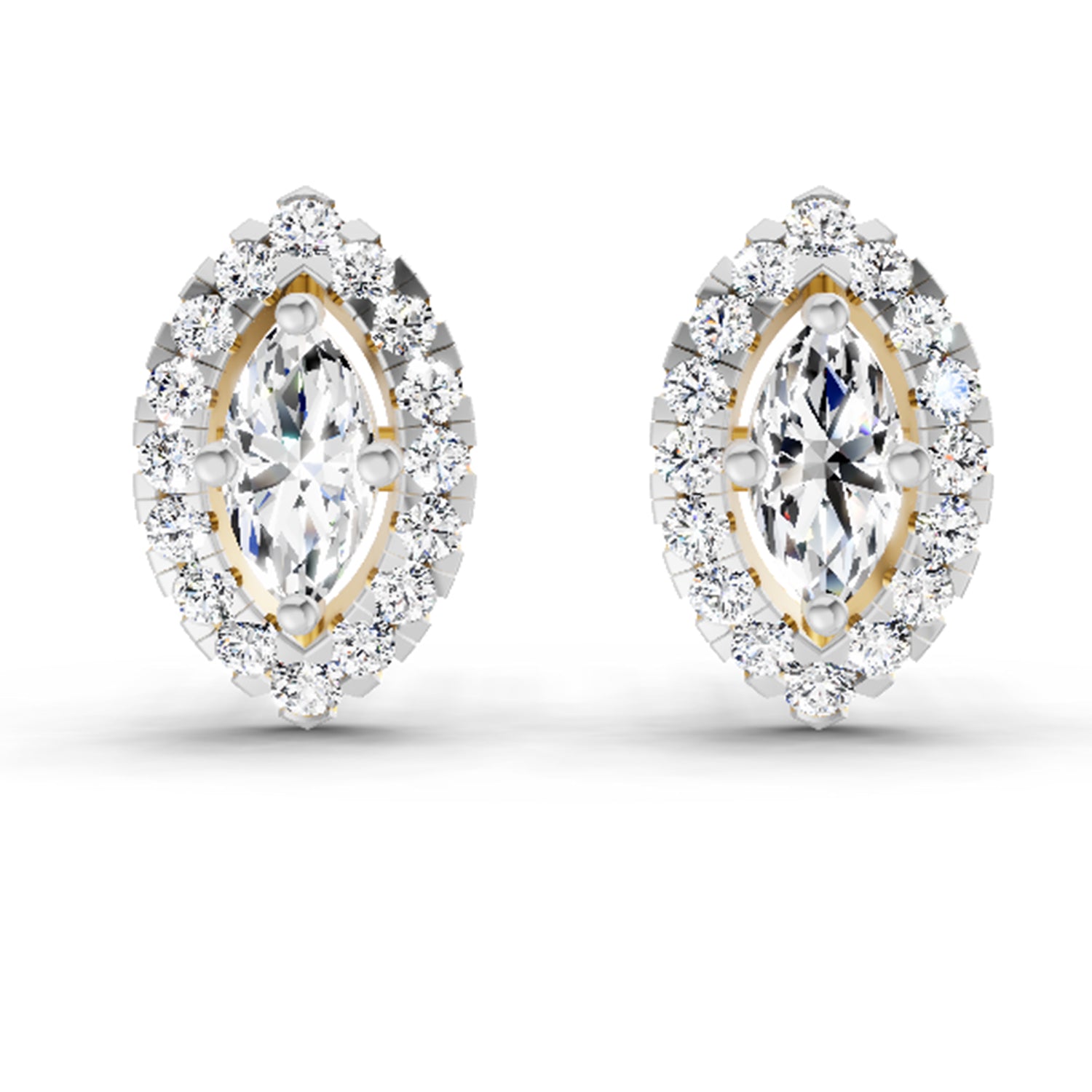 0.66 Carat Marquise Shape Halo Diamond Earrings 14K