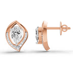0.81 Carat Pear Halo Stud Earrings 14K - Rose Gold
