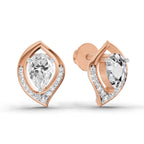 0.81 Carat Pear Halo Stud Earrings 14K - Rose Gold