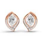 0.81 Carat Pear Halo Stud Earrings 14K - Rose Gold