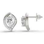 0.81 Carat Pear Halo Stud Earrings 14K - White Gold