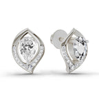 0.81 Carat Pear Halo Stud Earrings 14K - White Gold