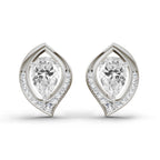0.81 Carat Pear Halo Stud Earrings 14K - White Gold