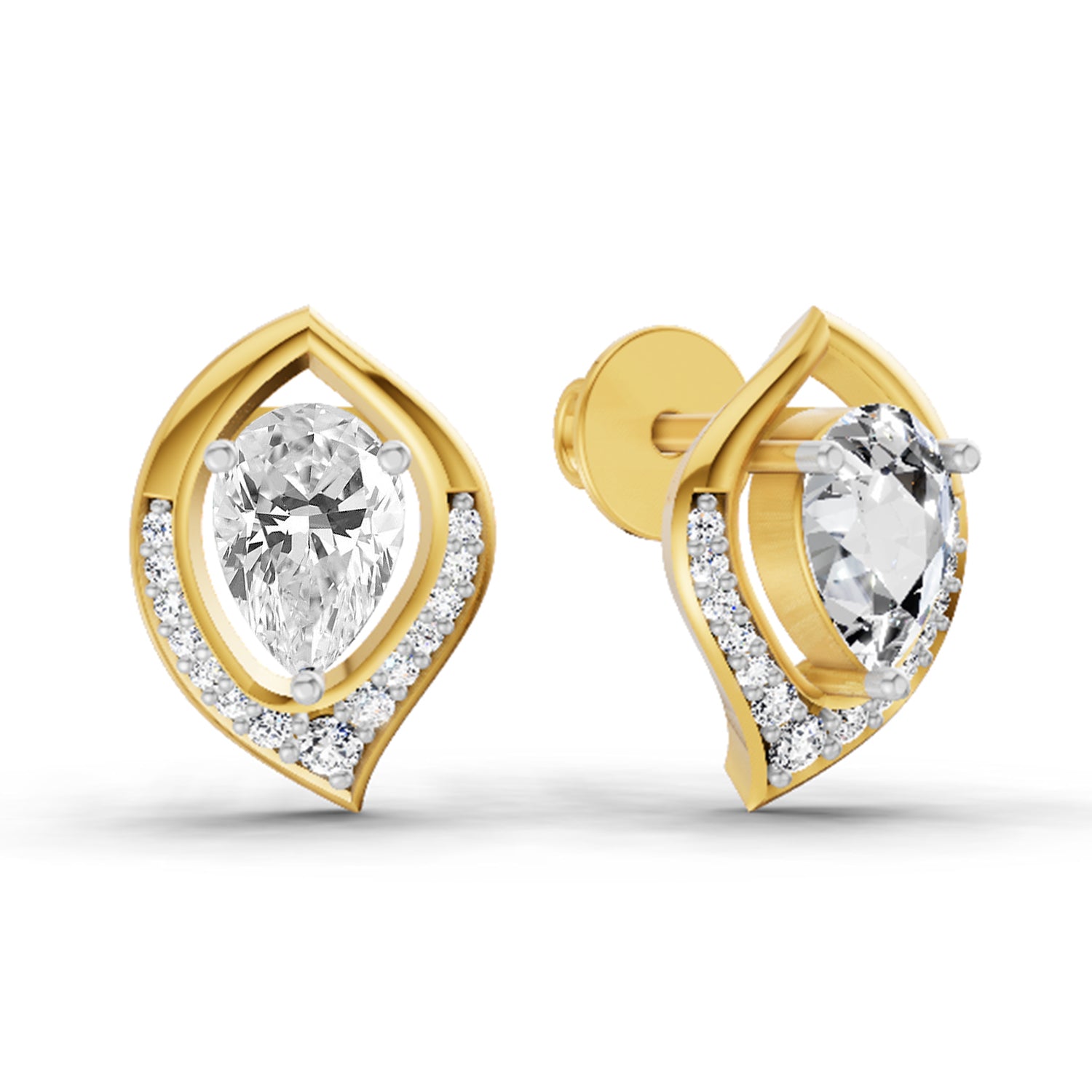 0.81 Carat Pear Halo Stud Earrings 14K