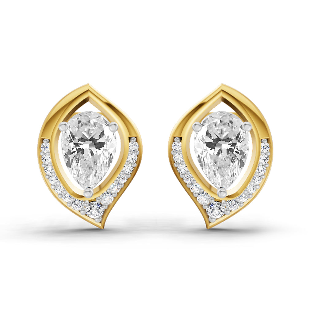 0.81 Carat Pear Halo Stud Earrings 14K