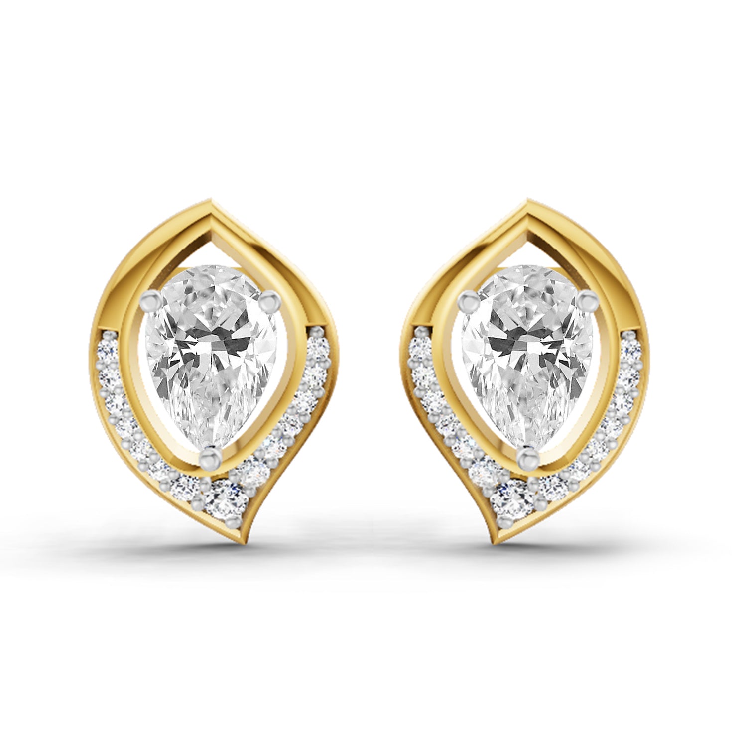 0.81 Carat Pear Halo Stud Earrings 14K