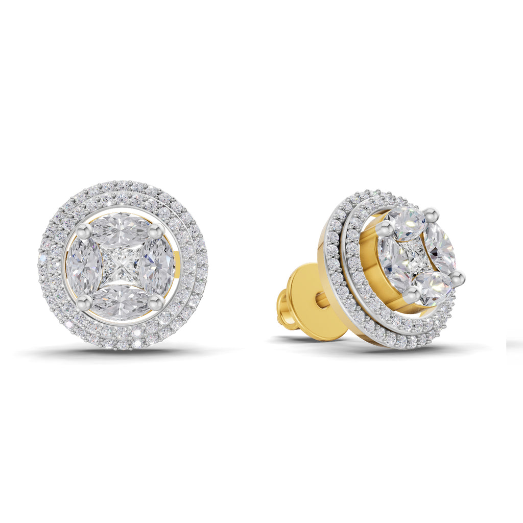 1.74 Carat Marquise Shape Halo Diamond Earrings 14K