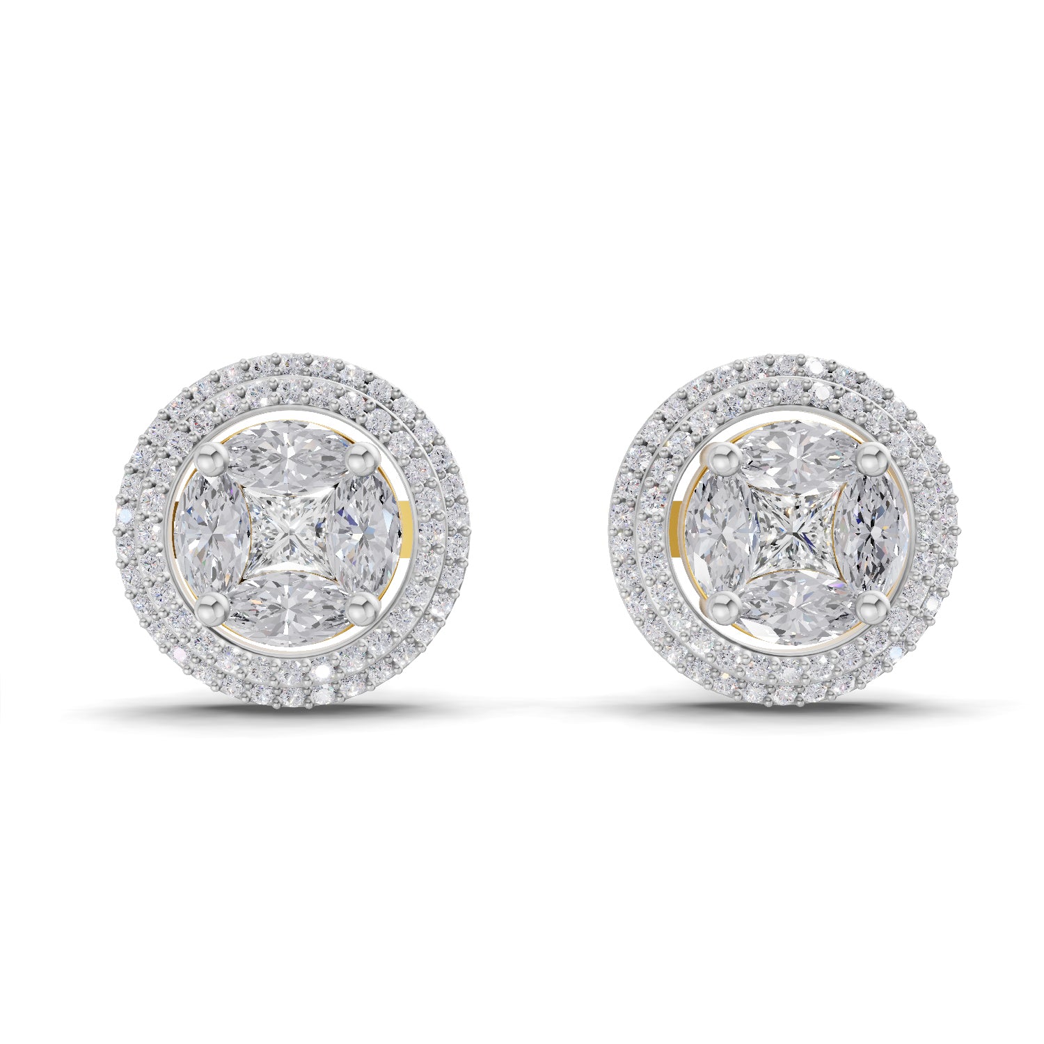 1.74 Carat Marquise Shape Halo Diamond Earrings 14K