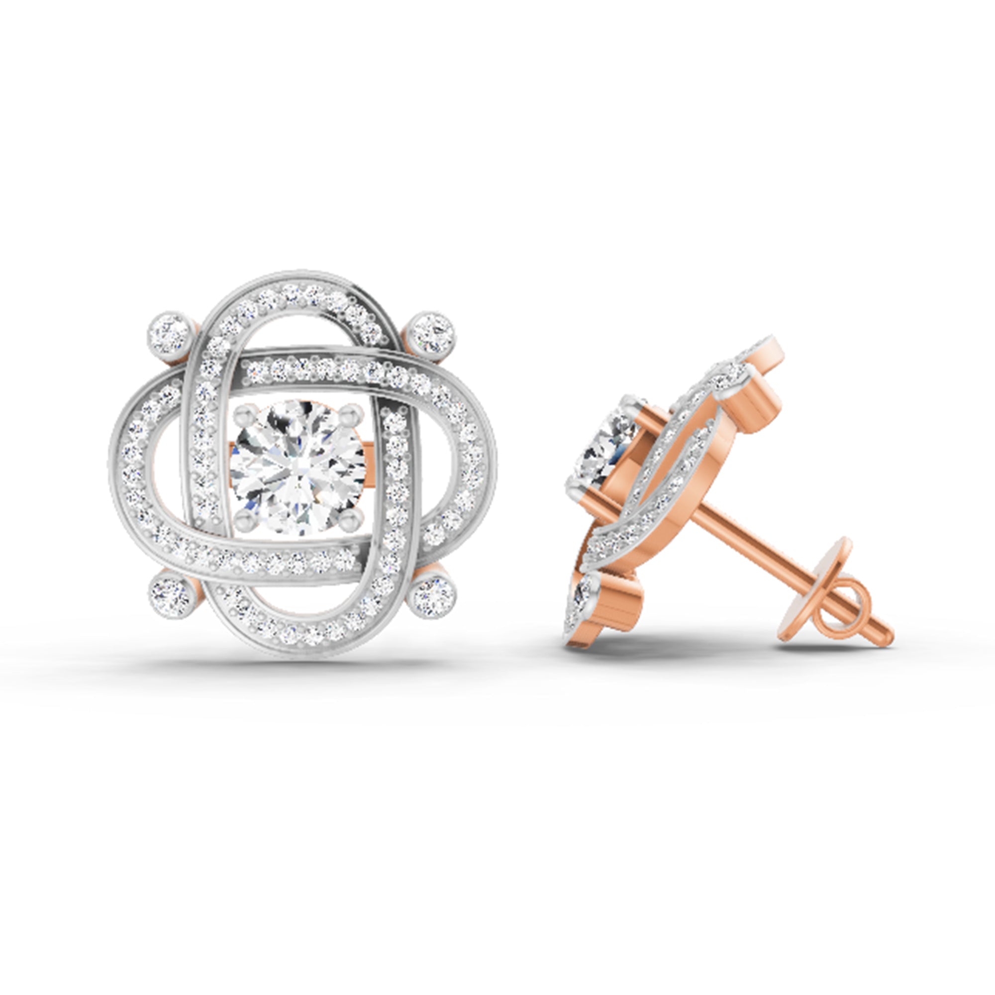 1.31 Carat Round Fashion Earrings 14K - Rose Gold