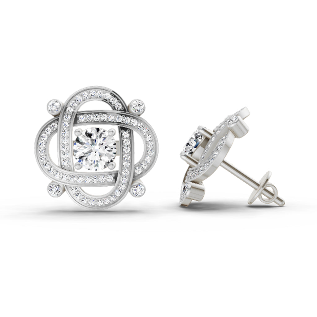 1.31 Carat Round Fashion Earrings 14K - White Gold