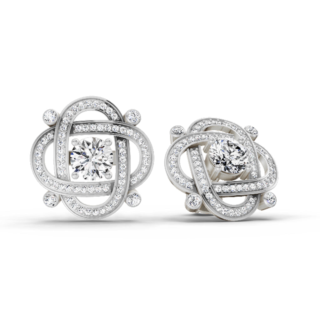 1.31 Carat Round Fashion Earrings 14K - White Gold