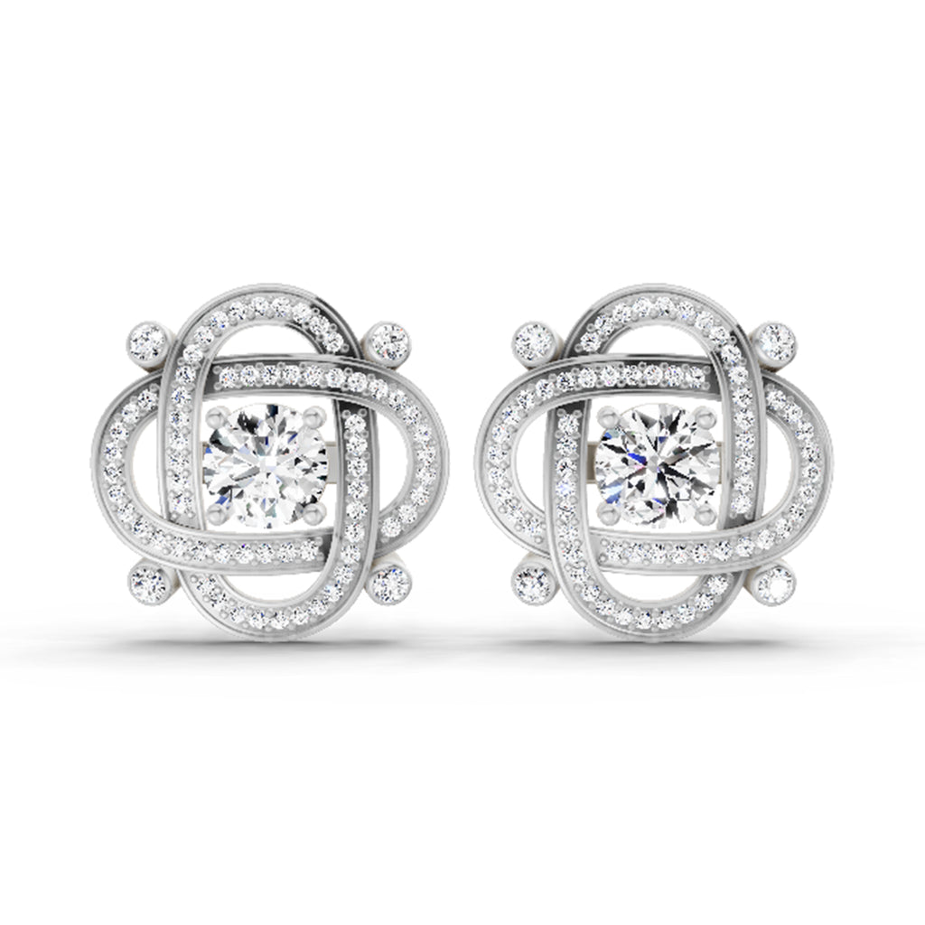 1.31 Carat Round Fashion Earrings 14K - White Gold