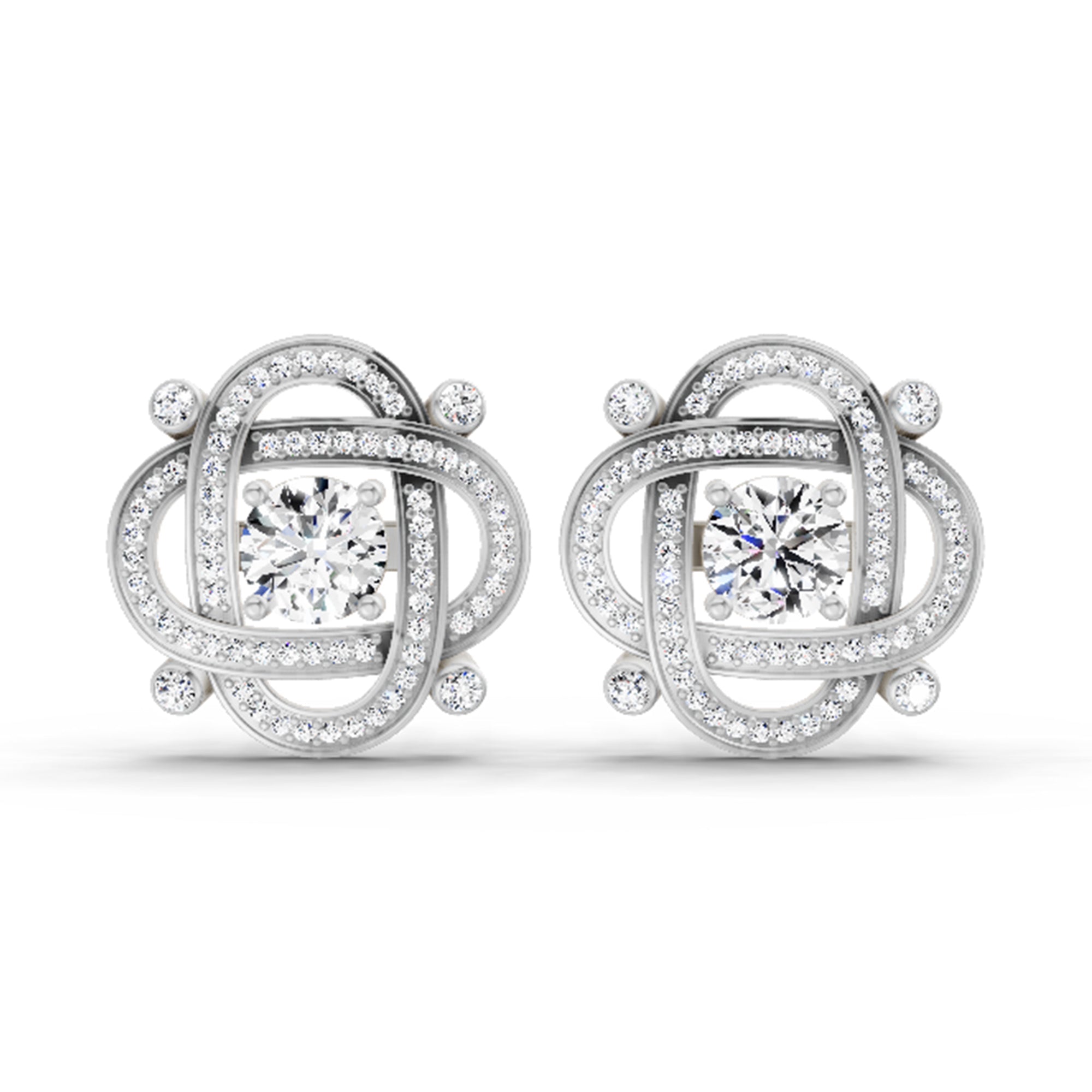1.31 Carat Round Fashion Earrings 14K - White Gold