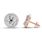 2.05 Carat Oval Shape Cluster Diamond Earrings 14K - Rose Gold