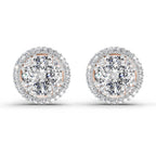 2.05 Carat Oval Shape Cluster Diamond Earrings 14K - Rose Gold