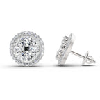 2.05 Carat Oval Shape Cluster Diamond Earrings 14K - White Gold