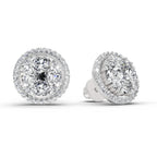 2.05 Carat Oval Shape Cluster Diamond Earrings 14K - White Gold