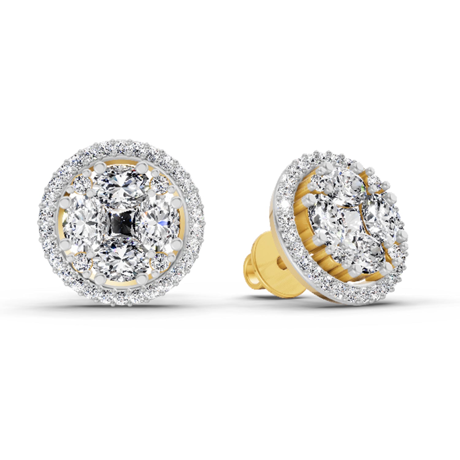 2.05 Carat Oval Shape Cluster Diamond Earrings 14K