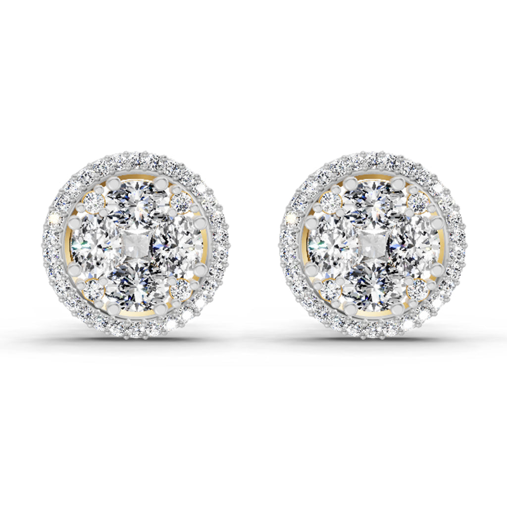 2.05 Carat Oval Shape Cluster Diamond Earrings 14K