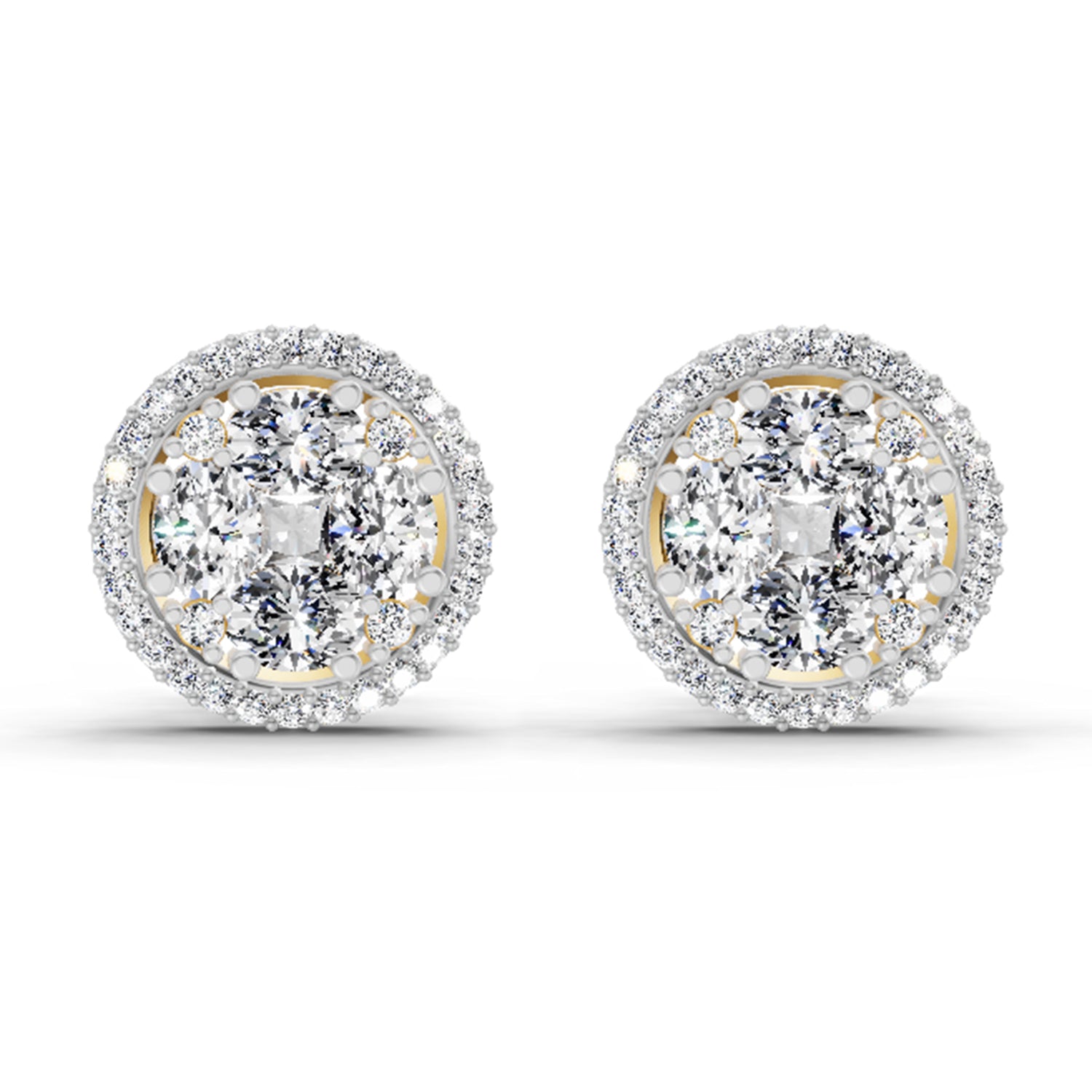 2.05 Carat Oval Shape Cluster Diamond Earrings 14K