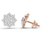 1.23 Carat Round Cluster Earrings 14K - Rose Gold