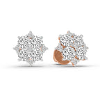 1.23 Carat Round Cluster Earrings 14K - Rose Gold
