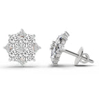 1.23 Carat Round Cluster Earrings 14K - White Gold