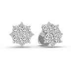 1.23 Carat Round Cluster Earrings 14K - White Gold