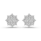 1.23 Carat Round Cluster Earrings 14K - White Gold