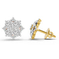 1.23 Carat Round Cluster Earrings 14K