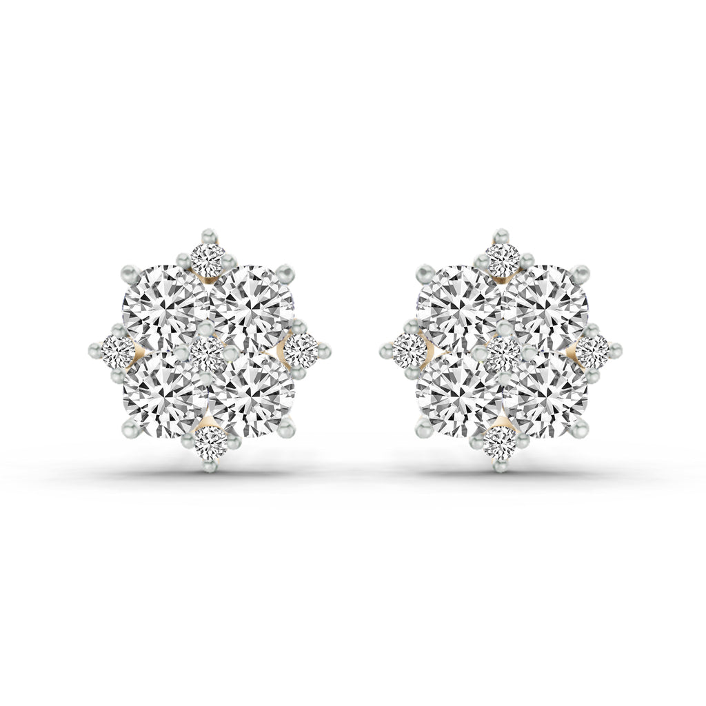 1.23 Carat Round Cluster Earrings 14K