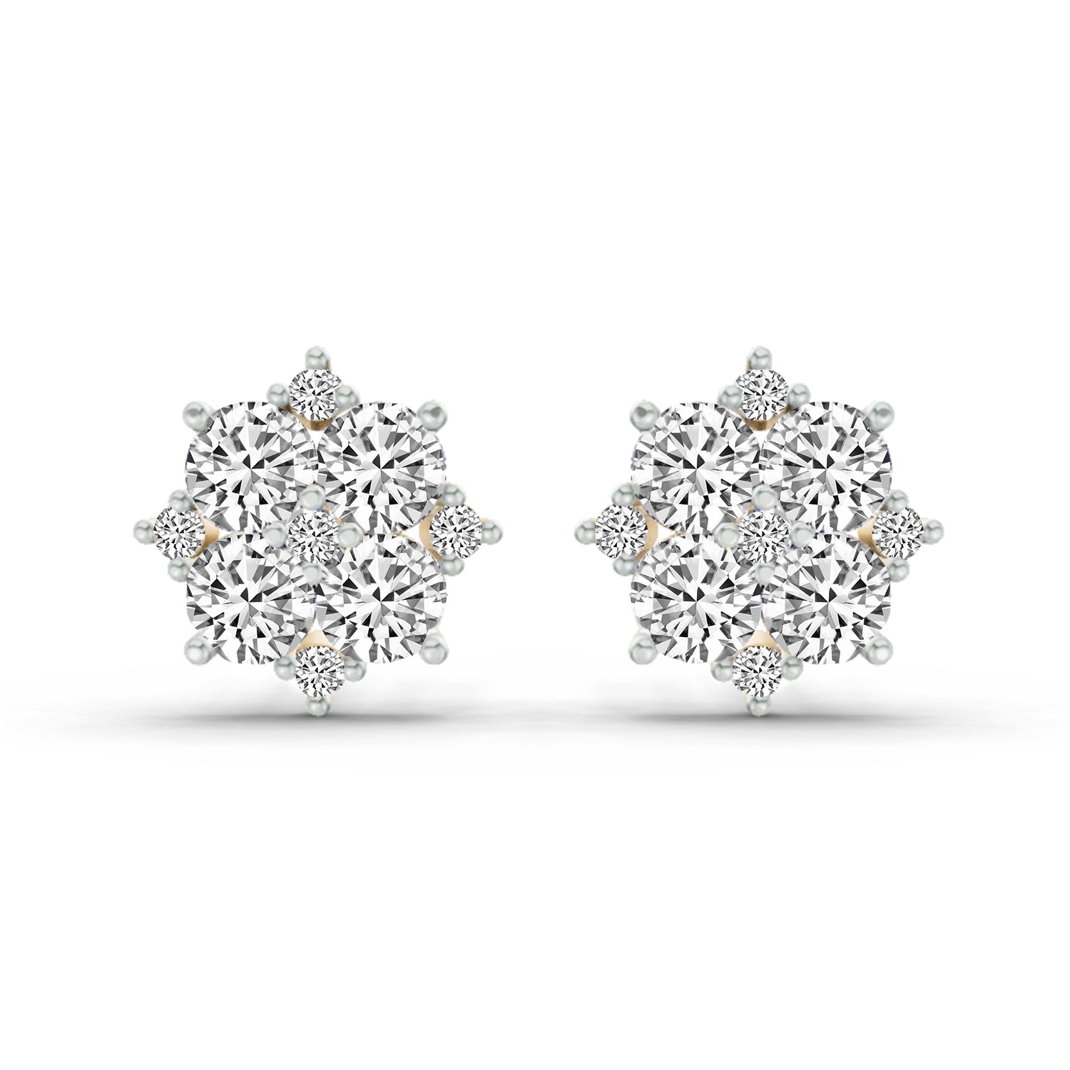 1.23 Carat Round Cluster Earrings 14K