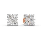 1.07 Carat Round Cluster Square Shape Earrings 14K - Rose Gold