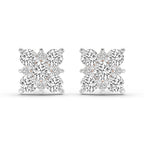 1.07 Carat Round Cluster Square Shape Earrings 14K - Rose Gold
