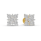 1.07 Carat Round Cluster Square Shape Earrings 14K