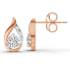 0.74 Carat Round Teardrop Earrings 14K - Rose Gold