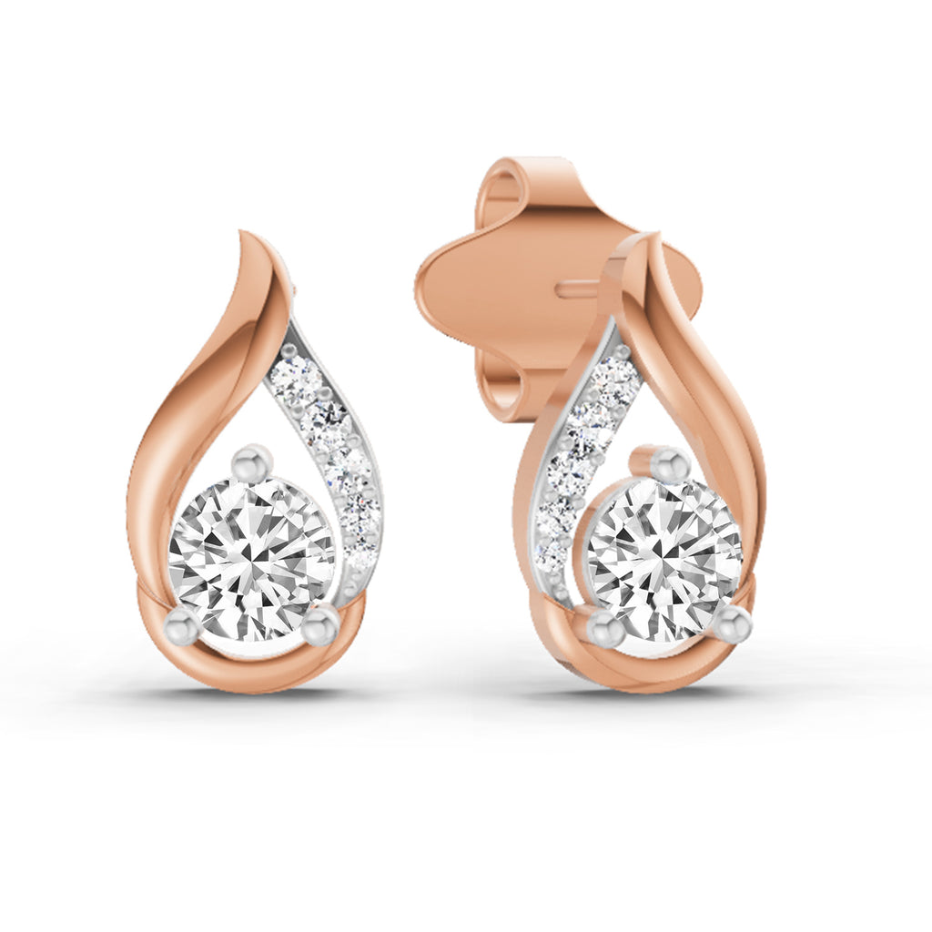 0.74 Carat Round Teardrop Earrings 14K - Rose Gold