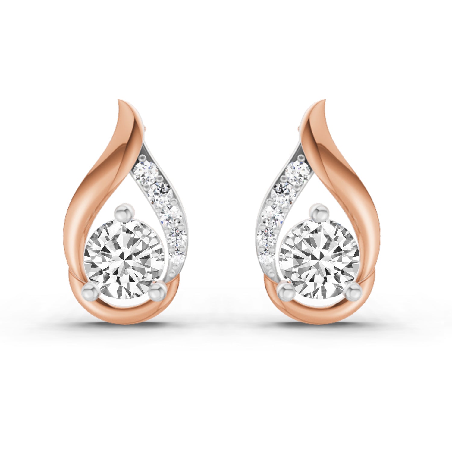 0.74 Carat Round Teardrop Earrings 14K - Rose Gold